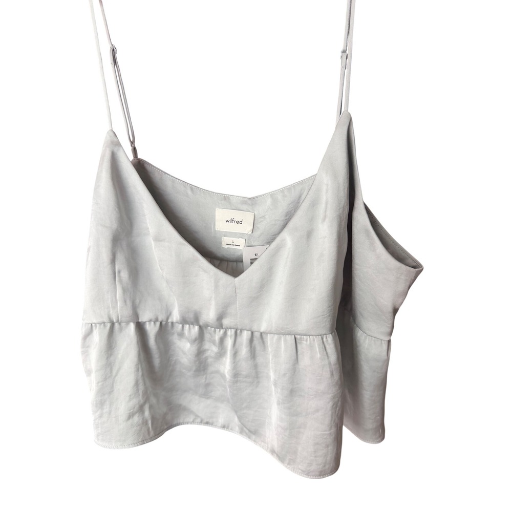 Wilfred Aritzia Lover Camisole Cool Iced Mint Satin Peplum Top Size L